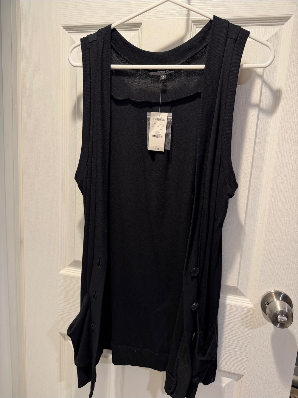 Express Black Sleeveless Duster Vest with Front Buttons
